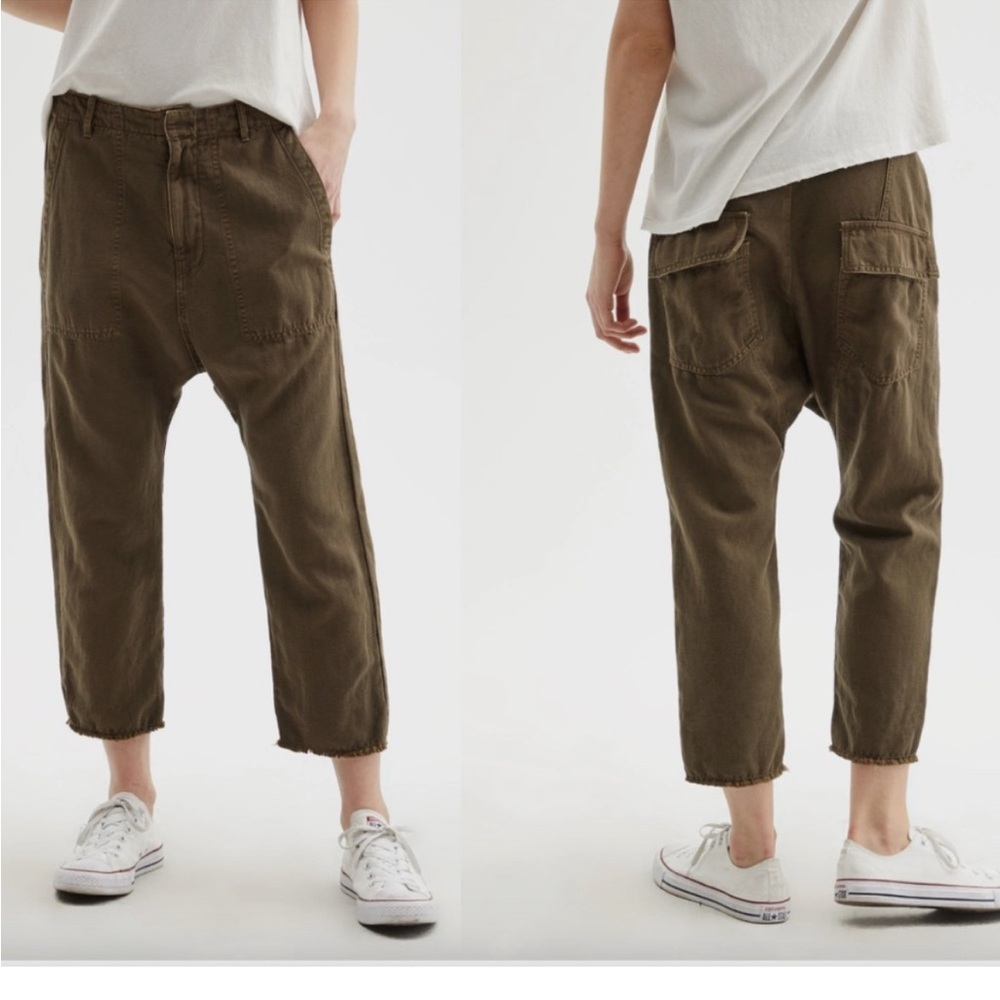 Nili Lotan Linen blend Paris Pants army green 2